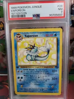 1999 Pokemon Jungle 1st Edition Vaporeon PSA 5 HOLO and PSA 7/Eevee lot - Image 3