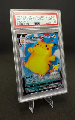 POKEMON 2021 CELEBRATIONS SURFING PIKACHU VMAX #009, FULL ART PSA 10 - Image 1
