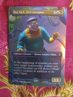 FOIL EXTENDED BORDERLESS Doc Ock, Evil inventor Marvel Spider-Man Magic MTG card - Image 1