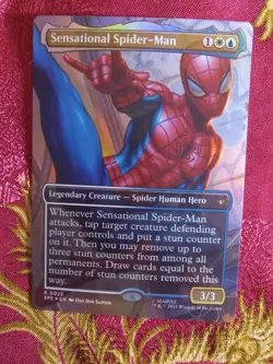 FOIL EXTENDED BORDERLESS SEnsational Spider-man Marvel Spider-Man MTG MAgic Card - Image 1