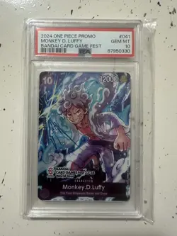 2024 One Piece Promo Monkey D. Luffy #P-041 Bandai Card Game Fest PSA 10 English - Image 1