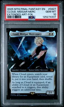 2025 MTG FINAL FANTASY EXTENDED ART FOIL #0427 CLOUD, MIDGAR MERCENARY PSA 10 - Image 1