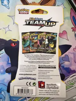 2019 POKEMON SUN & MOON TEAM-UP BOOSTER PACK BLISTER SNORLAX & EEVEE ART SEALED - Image 2