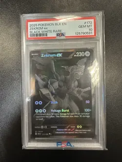 Pokemon Zekrom EX Pokemon TCG Black Bolt 172/086 English Gem Mint PSA 10 - Image 1