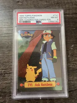 1999 Topps Pokemon ASH KETCHUM Series 1 Character Cards -Foil PSA 8 # TV 1 - Image 1
