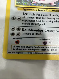 Chansey 3/102 Holo 1999 WOTC Pokemon TCG Base Set Unlimited Rare Card LP - Image 2