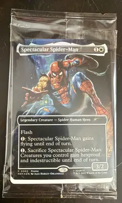 Magic the Gathering Spectacular Spider-Man Battle Damaged Marvel Legends Card - Image 1