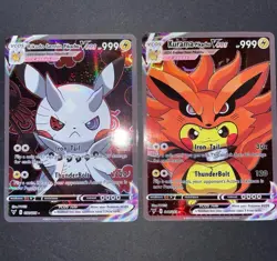 2x Custom Pikachu Vcos Pokemon Cards - Rikudo Sennin & Kurama - Image 1