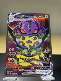Vcos Pikachu Evangelion Cosplay Custom Fan Art Card - Holo 2023 Pokemon Style - Image 1
