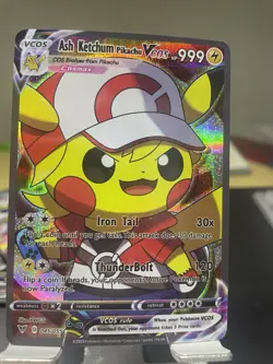 Ash Ketchum Pikachu Pokemon Card Holo GX VSTAR VMAX GX EX Cosplay Art 48 - Image 1