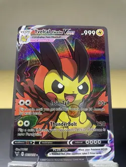 Poncho Pikachu Yveltal Cosplay Custom Fan Art Card - Holo - 2023 Pokemon Style - Image 1