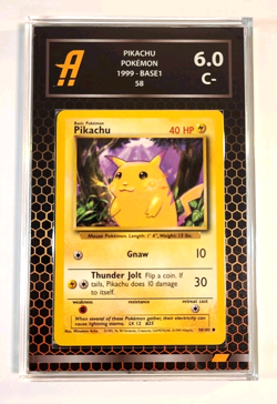 Pokemon Card Pikachu Base Set Graded Ambr 6 Red and Yellow Hexagon Pattern - Image 1