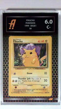 Pokemon Card Pikachu Base Set Graded Ambr 6 Red and Yellow Hexagon Pattern - Image 3