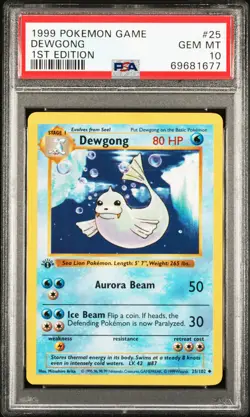 1999 POKEMON BASE SET 1ST EDITION #25 DEWGONG PSA 10 - Image 1