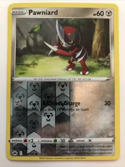 Pokemon TCG Crown Zenith Pawniard Reverse Holofoil 091/159 NM - Image 1
