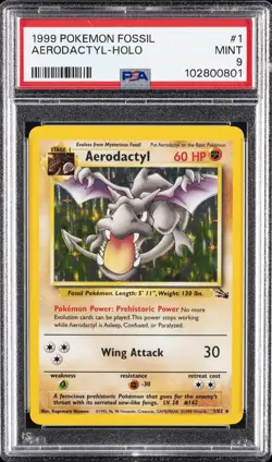 1999 POKEMON FOSSIL #1 AERODACTYL-HOLO PSA 9 - Image 1