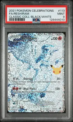 2021 Pokemon Celebrations Classic Collection Black/White FA/Reshiram #113 PSA 9 - Image 1