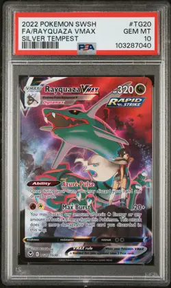 2022 POKEMON SWORD & SHIELD SILVER TEMPEST #TG20 FULL ART/RAYQUAZA VMAX PSA 10 - Image 1