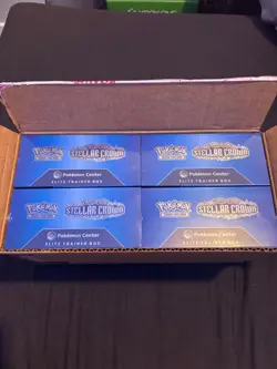 4 x Stellar Crown Pokemon Center Elite Trainer Boxes ETBs - Unsealed Case - Image 1
