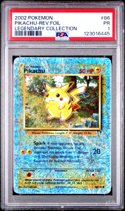PSA 1 PR 2002 Pokemon Legendary Collection Pikachu 86/110 Reverse Holo Foil WOTC - Image 1