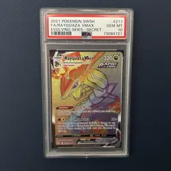 Pokemon Card Rayquaza VMAX PSA 10 217 Evolving Skies Secret Rare Rainbow PSA 10 - Image 1