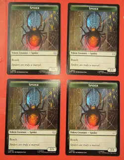 4X PLAY SET, MTG: SPIDER-MAN, TOKEN- SPIDER / / ILLUSION VILLAIN, 0005, REGULAR - Image 1