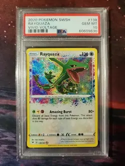 2020 Pokemon SWSH Vivid Voltage #138 Rayquaza Amazing Rare PSA 10 Gem Mint - Image 1
