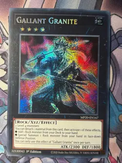YuGiOh Card Gallant Granite MP20-EN167 First Edition SECRET RARE - Image 1