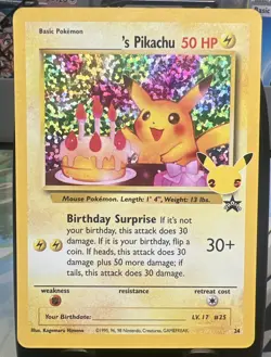 Pokemon Pikachu TCG Birthday Celebrations Holo Rare Card #24 - Image 1