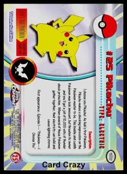 Pikachu #25 - Topps Chrome Series 1 Pokemon Card Played - Image 2