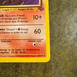 Pokemon TCG Flareon Jungle 19/64 Non Holo Card MP Condition - Image 2