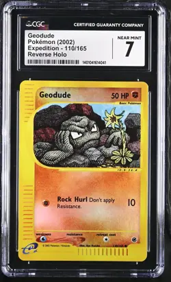 PSA CGC 7 Geodude 110/165 REVERSE HOLO Expedition Pokemon Card - Image 1
