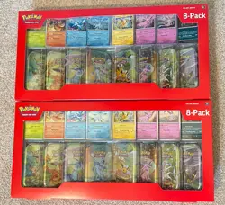 2 Pokemon Prismatic Evolutions Costco 8 Mini-Tin Bundle w/Promo Cards SEALED - Image 1