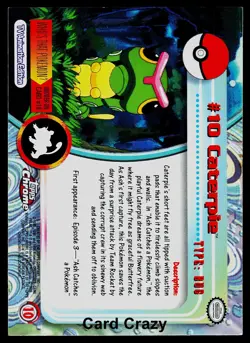 Caterpie #10 - Topps Chrome Series 1 Pokemon Card Played - Image 2