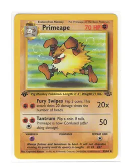 Primeape 43/64 1st Edition Pokemon Card Jungle Uncommon WOTC NM vtg - Image 1