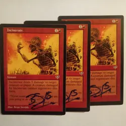 Magic The Gathering - 1x Signed Incinerate (mtg) Mirage - 3 avial - Image 1