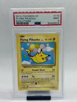 Pokemon TCG 2016 XY Evolutions Flying Pikachu #110/108 Secret PSA 9 Mint - Image 1