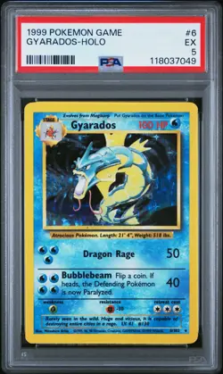1999 POKEMON GAME #6/102 GYARADOS-HOLO BASE SET PSA 5 EXCELLENT - Image 1