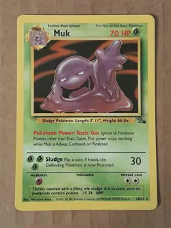 Pokemon Muk 28/62 Fossil Rare NM See Pictures - Image 1