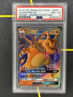 Charizard GX SM211 PSA 8 - 2019 POKEMON SM BLACK STAR PROMO HIDDEN FATES TINS - Image 1