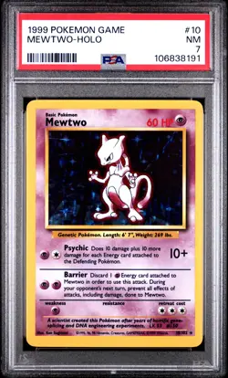 1999 POKEMON BASE SET UNLIMITED #10 MEWTWO-HOLO PSA 7 - Image 1
