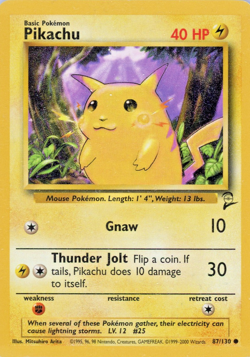 Pokemon TCG Pikachu Base Set 2 #87/130 Regular Common 2000 Vintage Yellow Cheeks - Image 1