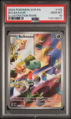 2024 POKEMON SCR EN-STELLAR CROWN ILLUSTRATION RARE #143 BULBASAUR PSA 10 - Image 1