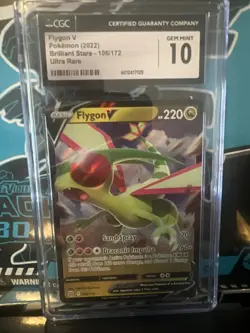 2022 FLYGON V 106/172 BRILLIANT STARS POKEMON CGC 10 GRADED CARD - Image 1