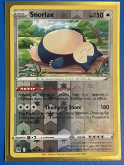 SNORLAX 143/196 LOST ORIGINS REVERSE HOLO POKEMON TCG NM + CARD SAVER - Image 1