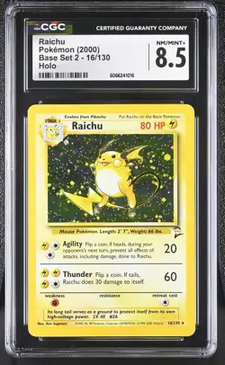 CGC 8.5 Raichu 2000 Base Set 2 16/130 Holo Pokemon Card - Image 1