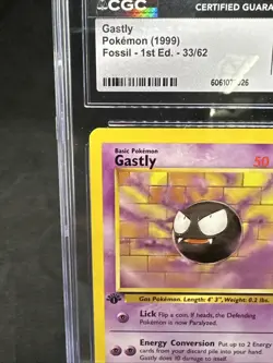 CGC 9 MINT+ Gastly 1999 Fossil 1st Edition 33/62 Pokemon Card - Image 2