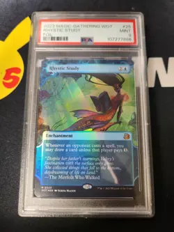 2023 MTG WILDS OF ELDRAINE: ENCHANTING TALES FOIL #25 RHYSTIC STUDY PSA 9 - Image 1