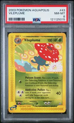 2003 POKEMON AQUAPOLIS #43 VILEPLUME PSA 8 - Image 1