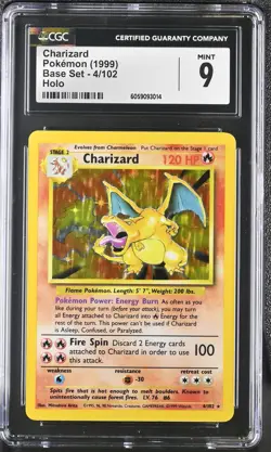 G2U CGC 9 MINT Charizard 1999 Base Set 4102 Holo Pokemon Card - Image 1
